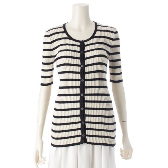 Chanel 98P Cotton Coco Mark Striped Knit Ensemble P10236 P10233 Black And White - Picture 1 of 10